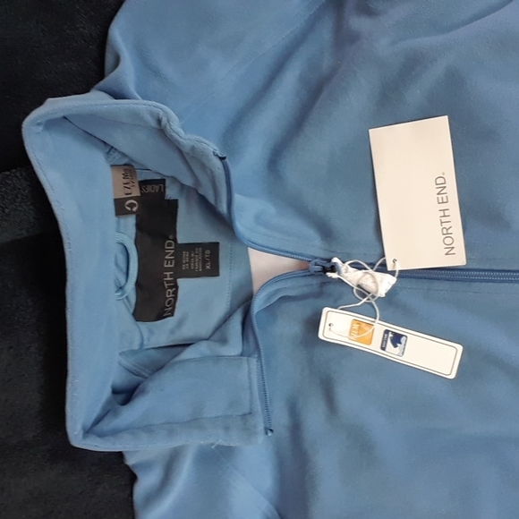 Womens lake blue zip jacket SWEATER - Picture 2 of 5